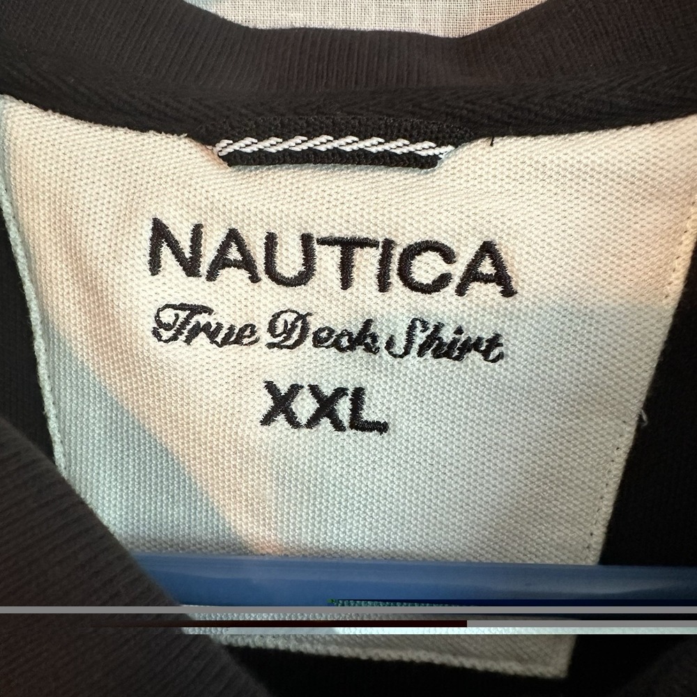Nautica Men's XXL True Deck Shirt Short Sleeve Pique Polo Black Cotton - Picture 3 of 13